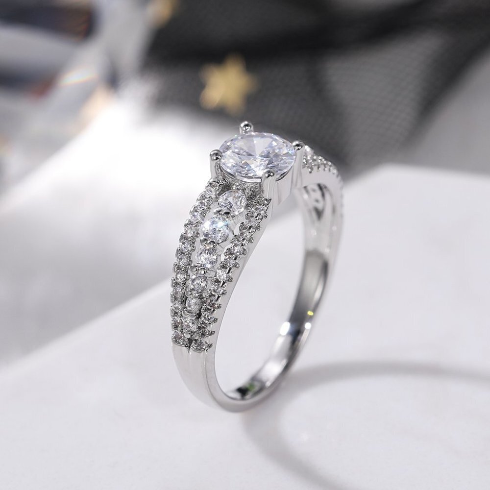 😍Diamond Shiny CZ Romantic Pure Silver Dainty Wedding Ring for Women, K868 - Picture 7 of 10